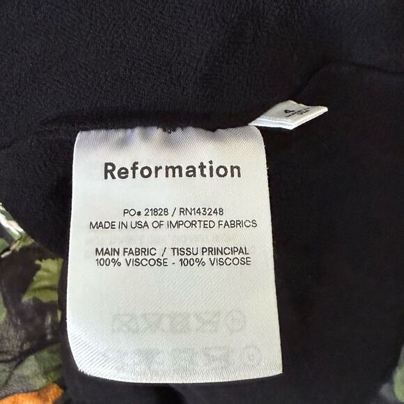 Reformation Christine Mini Black Clementine Print Dress Size 4 - Picture 11 of 12